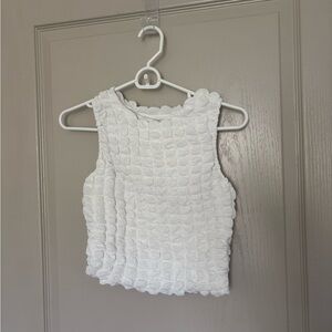Elegant White Textured Crop Top